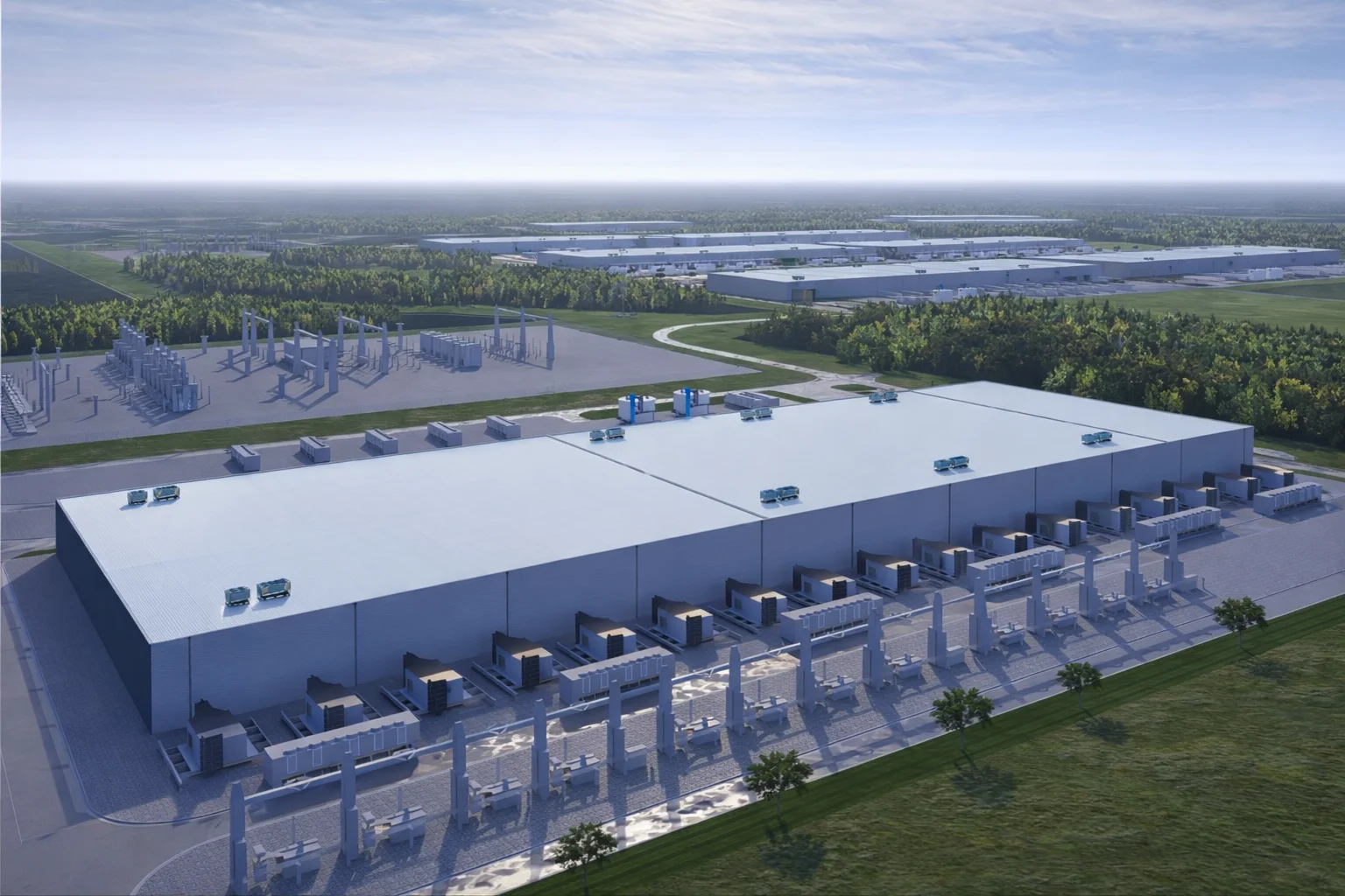 Data center campus architectural rendering